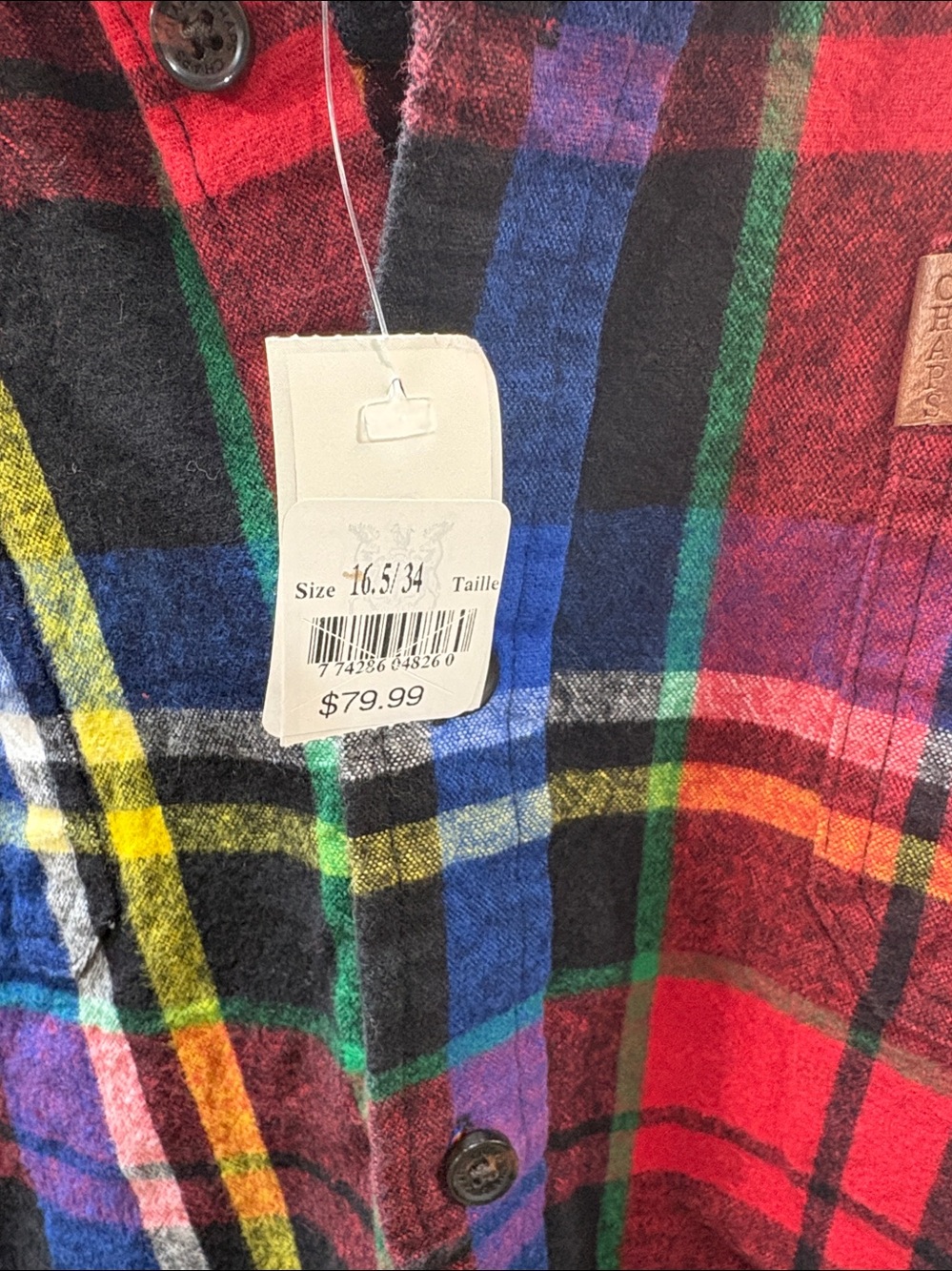 NWT Chaps Men's Multicolor Red Plaid Button-Down Shirt - Picture 4 of 4